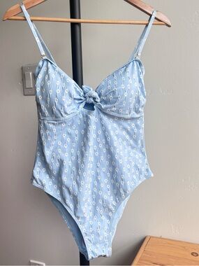 Pretty Betsey Johnson one piece blue floral swimsuit NWOT